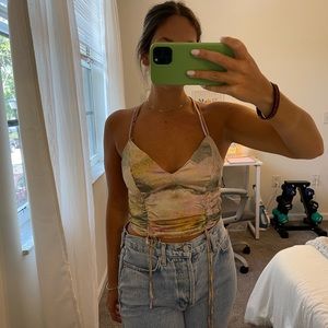 Topshop Cropped Blouse with Drawstring Detail